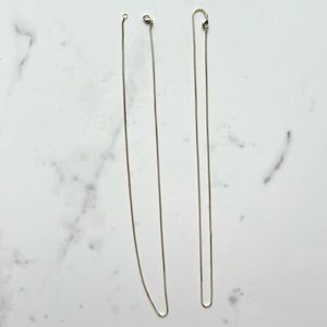 Two Modern Gold Plated Box Chain Necklaces with lobster clasp